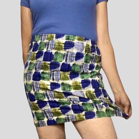 Banana Republic blue and green geometric mini skirt - Picture 2 of 4